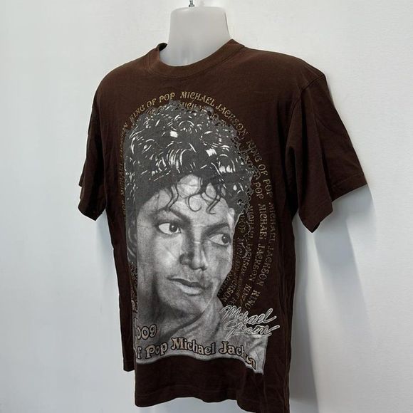 Vintage Hippo King of Pop Michael Jackson Graphic Brown T-Shirt Size M - Picture 3 of 5